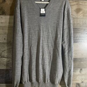 Joseph Abboud Gray V-Neck Sweater Extra fine Merino Wool Sz XXL